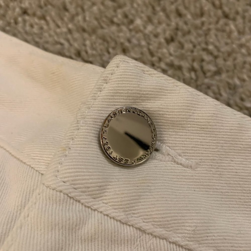 Vintage LRL Ralph Lauren Jeans Co. Denim Knee Length Y2K Pencil Skirt White - Picture 3 of 8